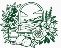 mediterranean inspired icon in dark green outline